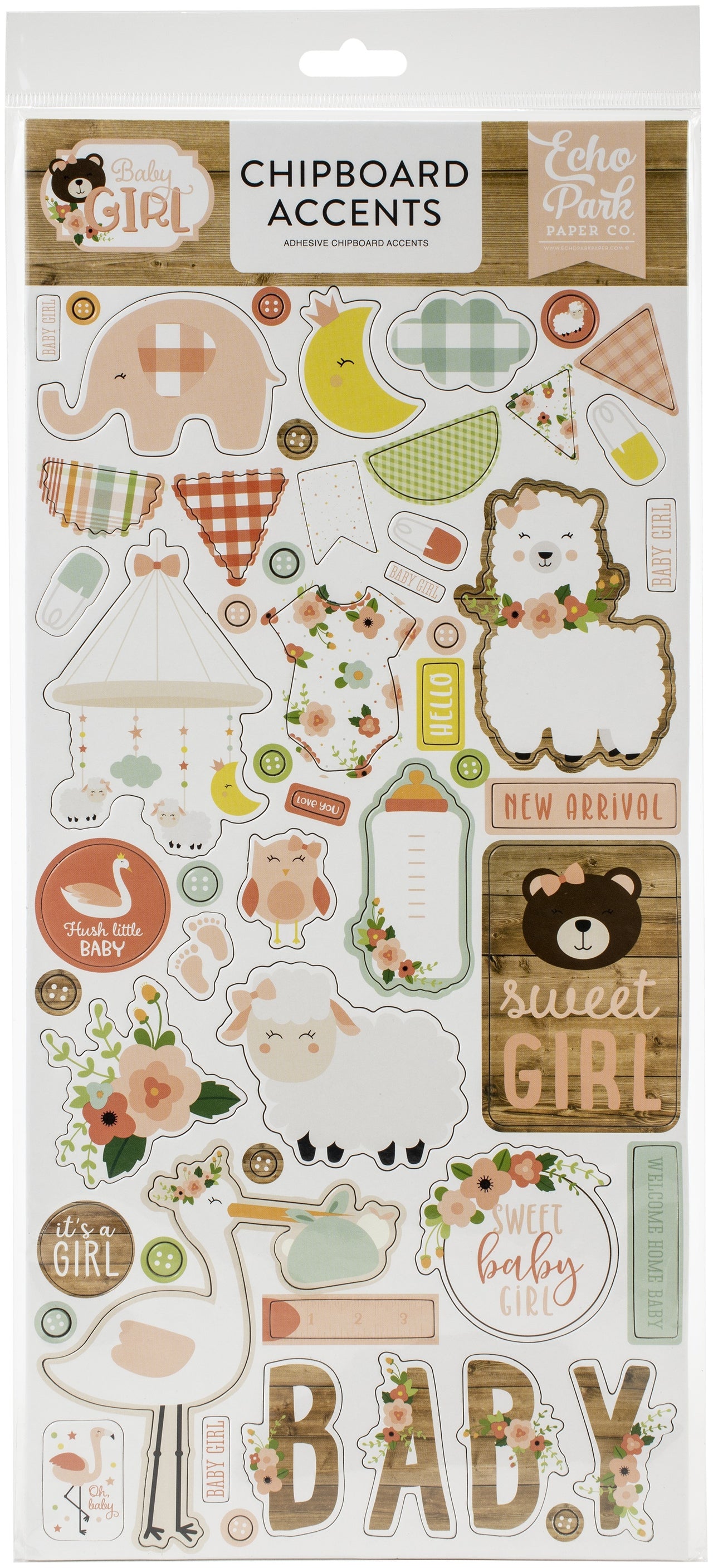 Echo Park Paper Baby Girl Chipboard 6"X13" - Accents