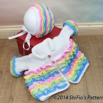 Knitting Pattern baby jacket & hat UK & USA Terms #42