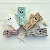 'Owl fingerless mitts' 2yrs to adult