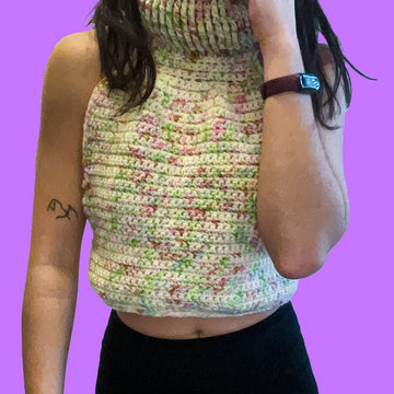 Cowl Neck Cropped Sweater Vest