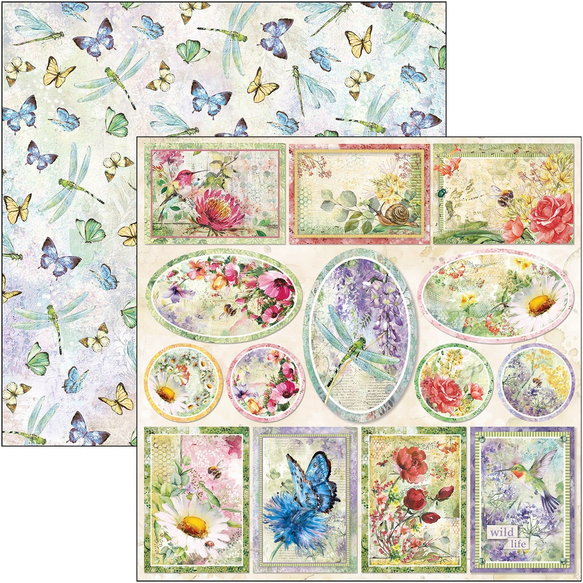 Ciao Bella Double-Sided Paper Pack 90lb 12"X12" 8/Pkg - Microcosmos, 8 Designs/1 Each