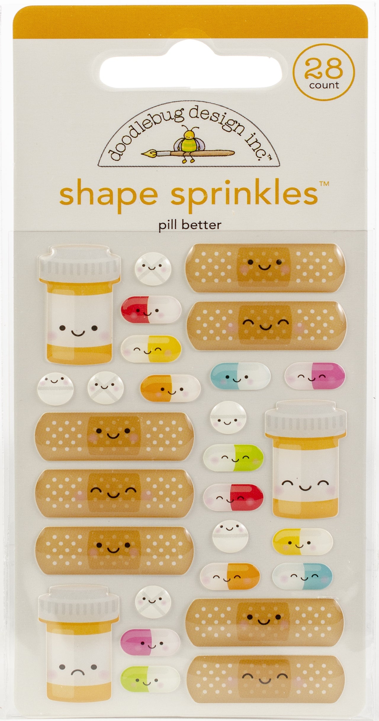 Doodlebug Sprinkles Adhesive Glossy Enamel Shapes - Pill Better, 28/Pkg