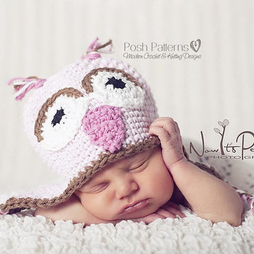 Elegant Owl Earflap Hat Crochet Pattern 257