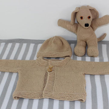Baby Cardigan,Beanie and Toy Puppy