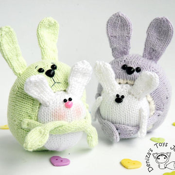 Mothers and children Bunnies. Marsupial Bunny. Pregnant rabbit.