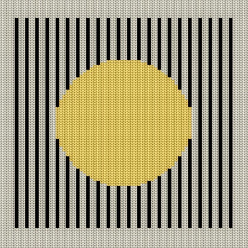 Intarsia knitting chart Bauhaus Geometric circle in yellow and vertical black stripes