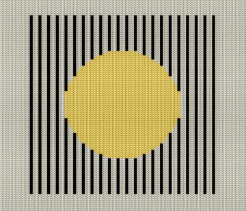 Intarsia knitting chart Bauhaus Geometric circle in yellow and vertical black stripes