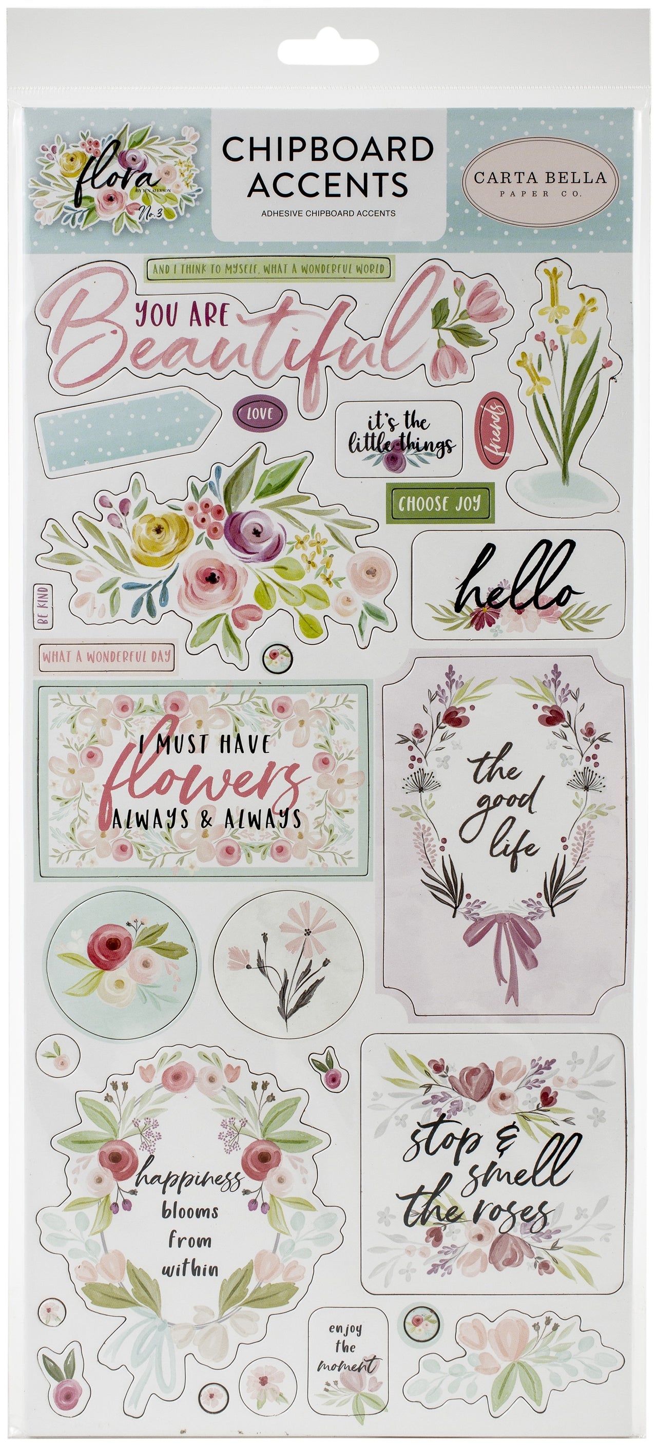 Echo Park Paper Flora No. 3 Chipboard 6"X13" - Accents, Flora No. 3