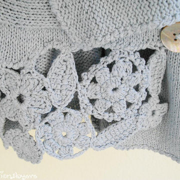 Silk knitted jacket with crochet embellishments