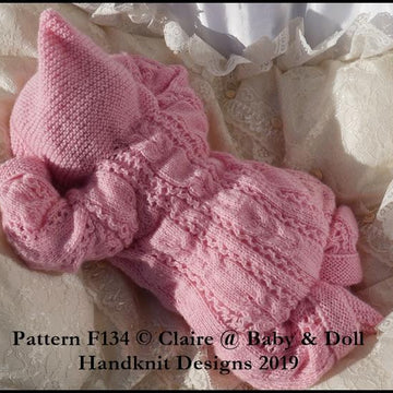 Cabled All in One and Socks Set for 16-22” doll/preemie – 3m+ baby