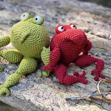 Frog amigurumi keychain bag charm with jacket crochet pattern P19