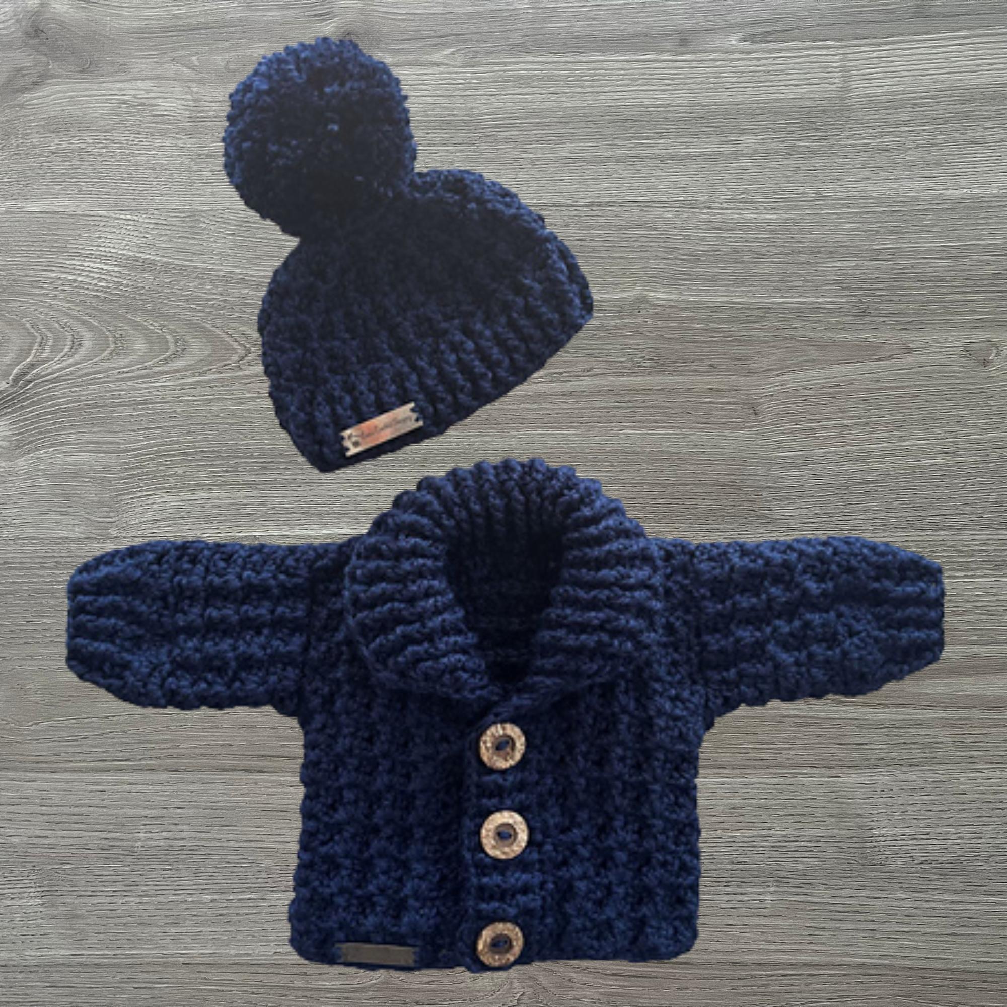 William Shawl Collared Cardigan and Hat Set