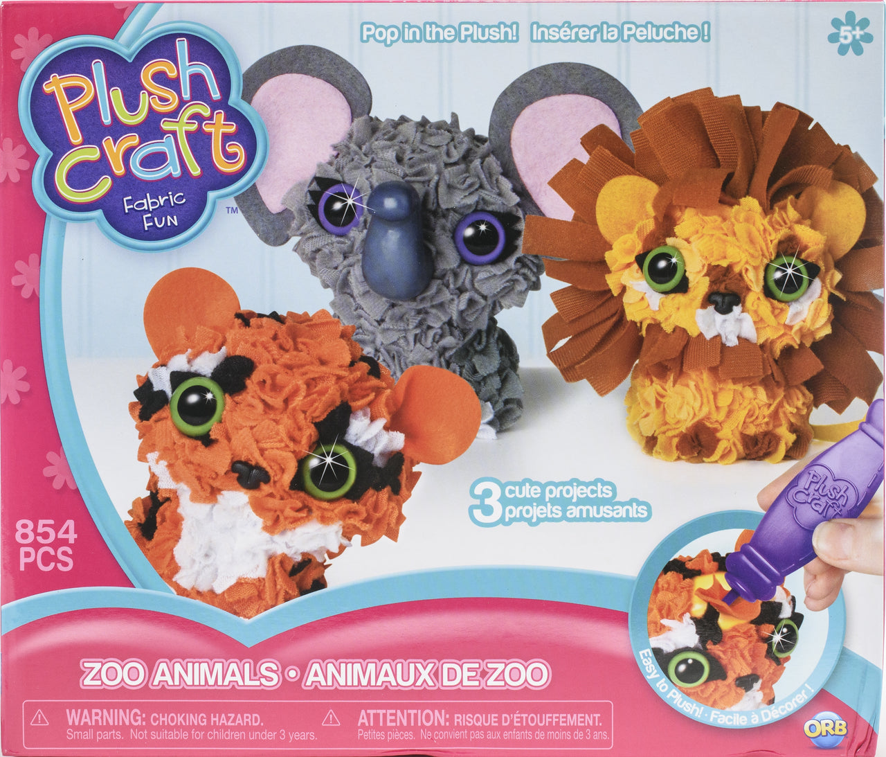 Orb Factory Plushcraft Fabric Fun Kit - Zoo Animals