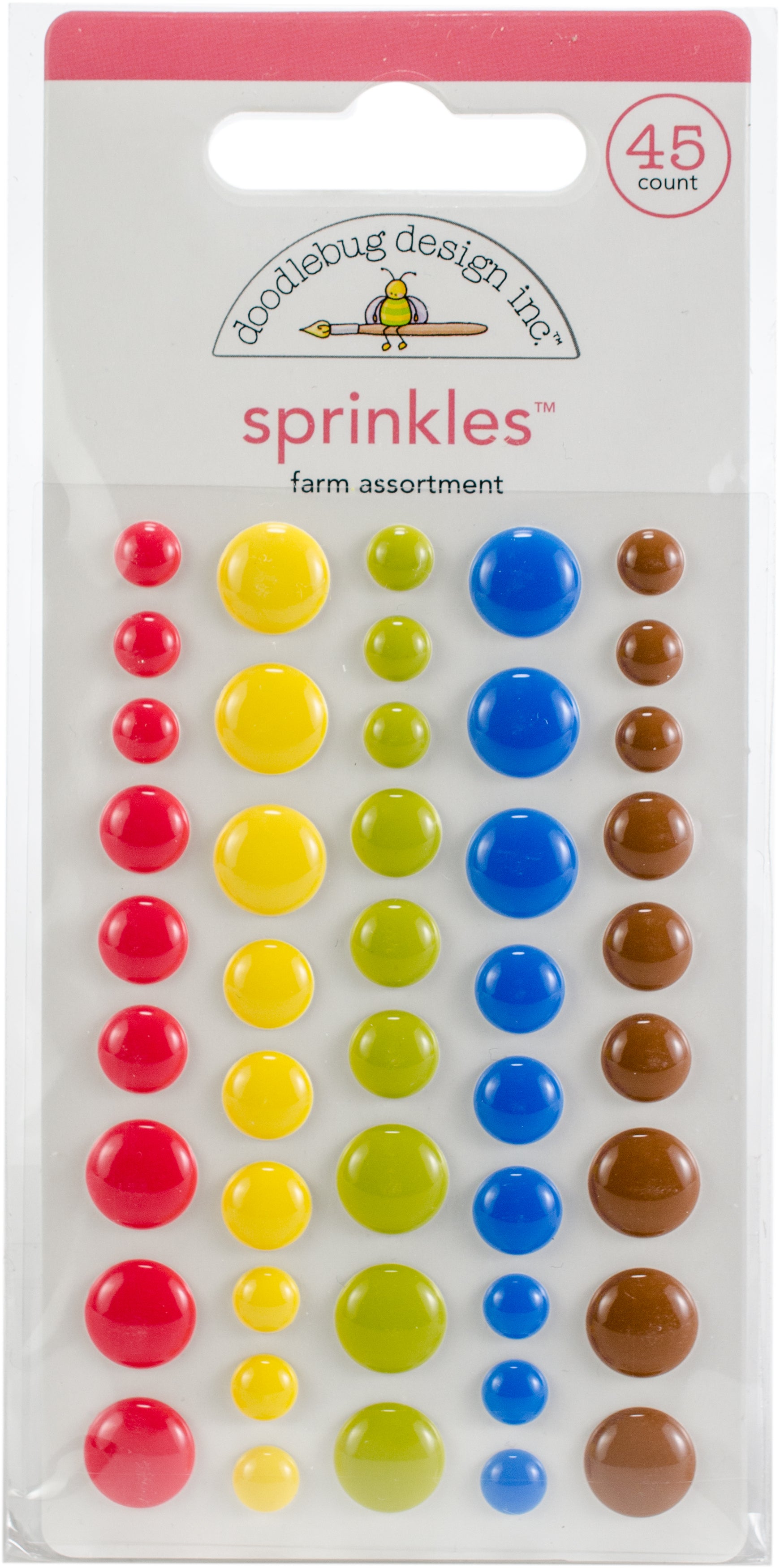 Doodlebug Sprinkles Adhesive Glossy Enamel Dots - Farm, 45/Pkg
