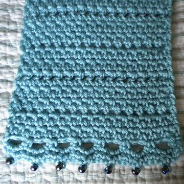 Basket Weave Scarf with Bead Trim