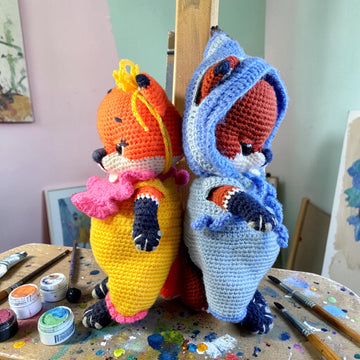Crochet Fox Doll Amigurumi Pattern PDF, Woodland Fox Couple, Dress Up Doll, Crochet Toy Clothes, Kawaii Fox Plush