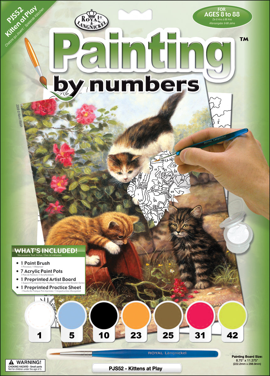 Royal Brush Junior Small Paint By Number Kit 8.75"X11.75" - Kittens At Play