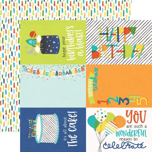 Simple Stories Birthday Blast Double-Sided Cardstock 12"X12" 25/Pkg - 4"X6" Elements