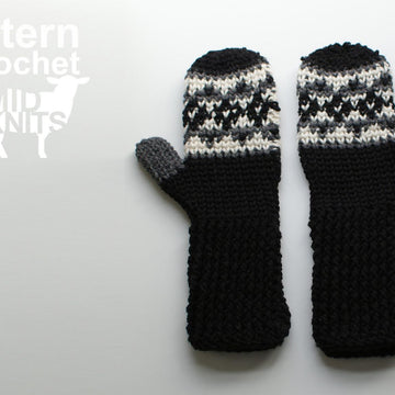 Fair Isle Crochet Argyle Mittens (2016006)