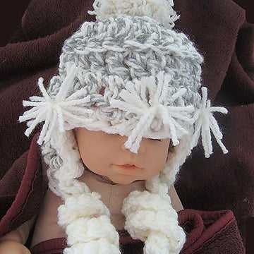 352, SKI BUNNY HAT, crochet, size newborn to age 3
