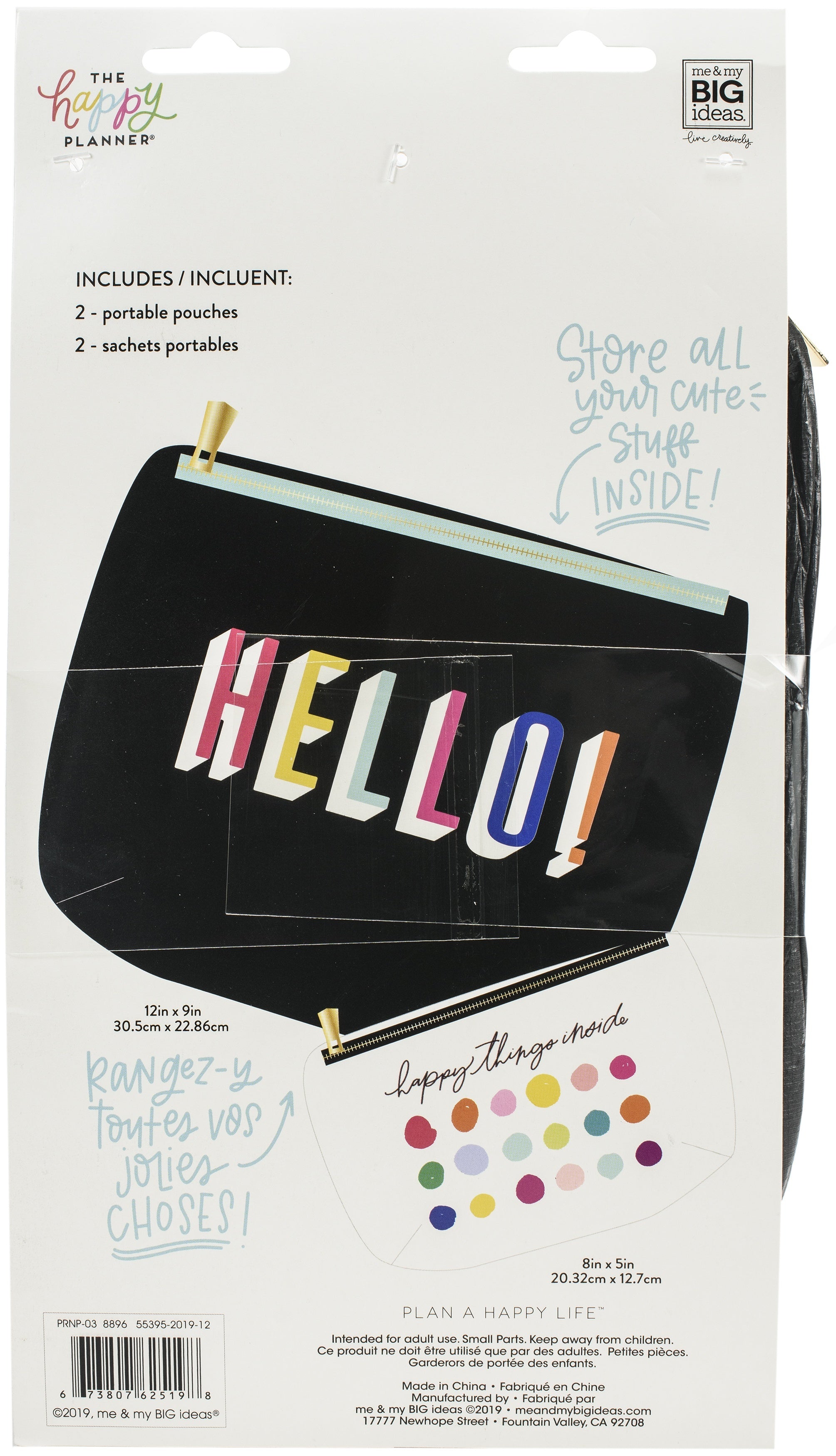 Happy Planner Flexible Nylon Pouch 12"X6.5"X.3" - Hello 2/Pkg