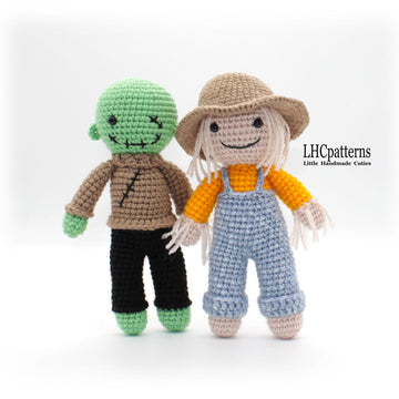Crochet Pattern: Halloween Characters – Scarecrow, Skeleton, Witch, Mummy and Zombie Crochet Dolls (English)