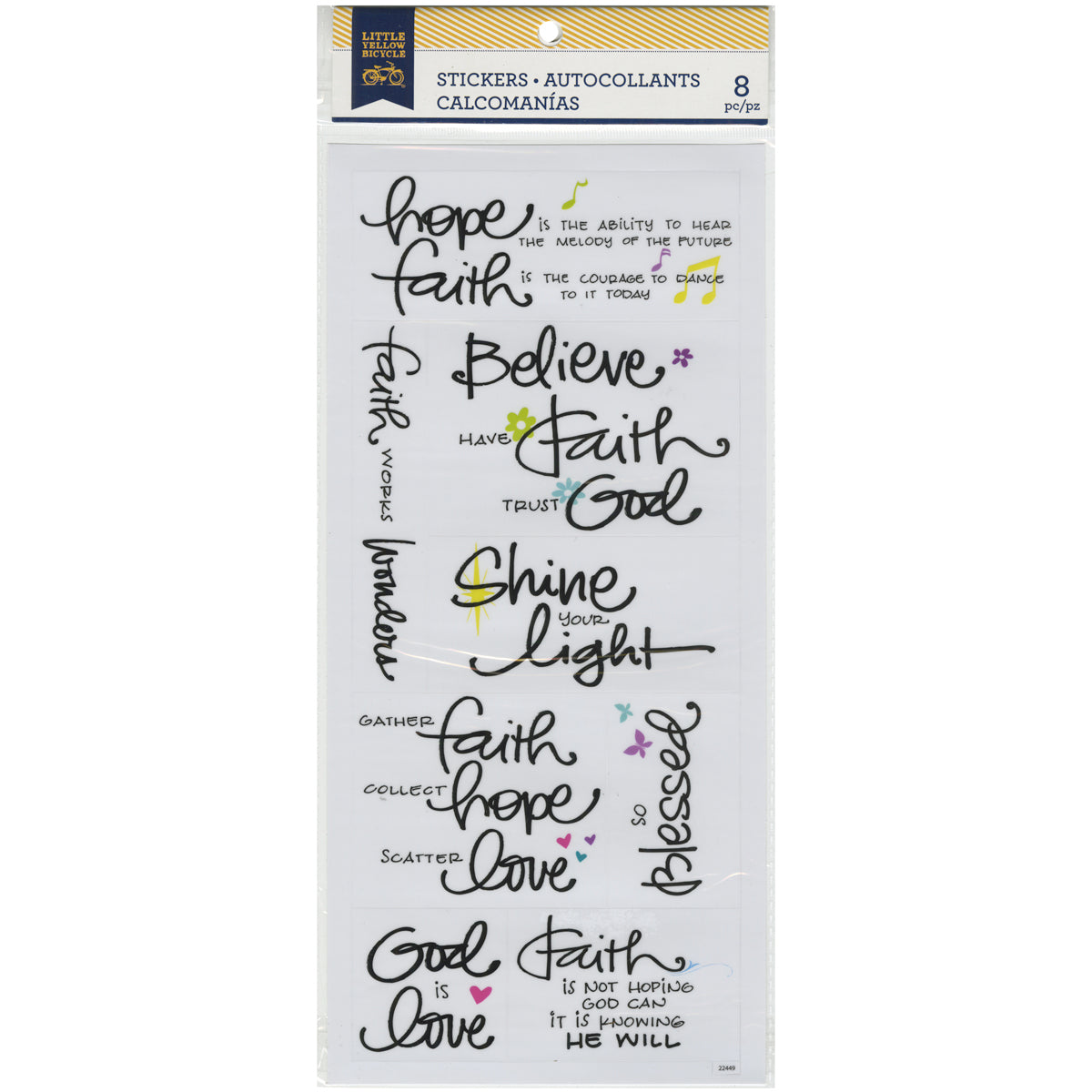 Momenta Little Yellow Bicycle Vellum Stickers - Faith