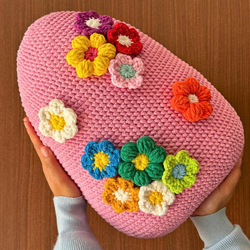Egg Pillow with 3D Flowers