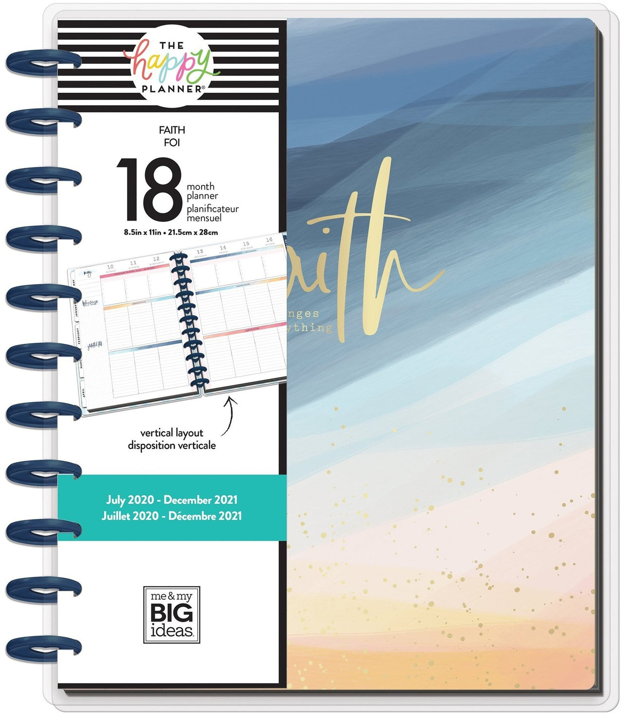 Happy Planner 18-Month Dated Big Planner 8.25"X11.5" - Happy & Kind, July 2020-Dec