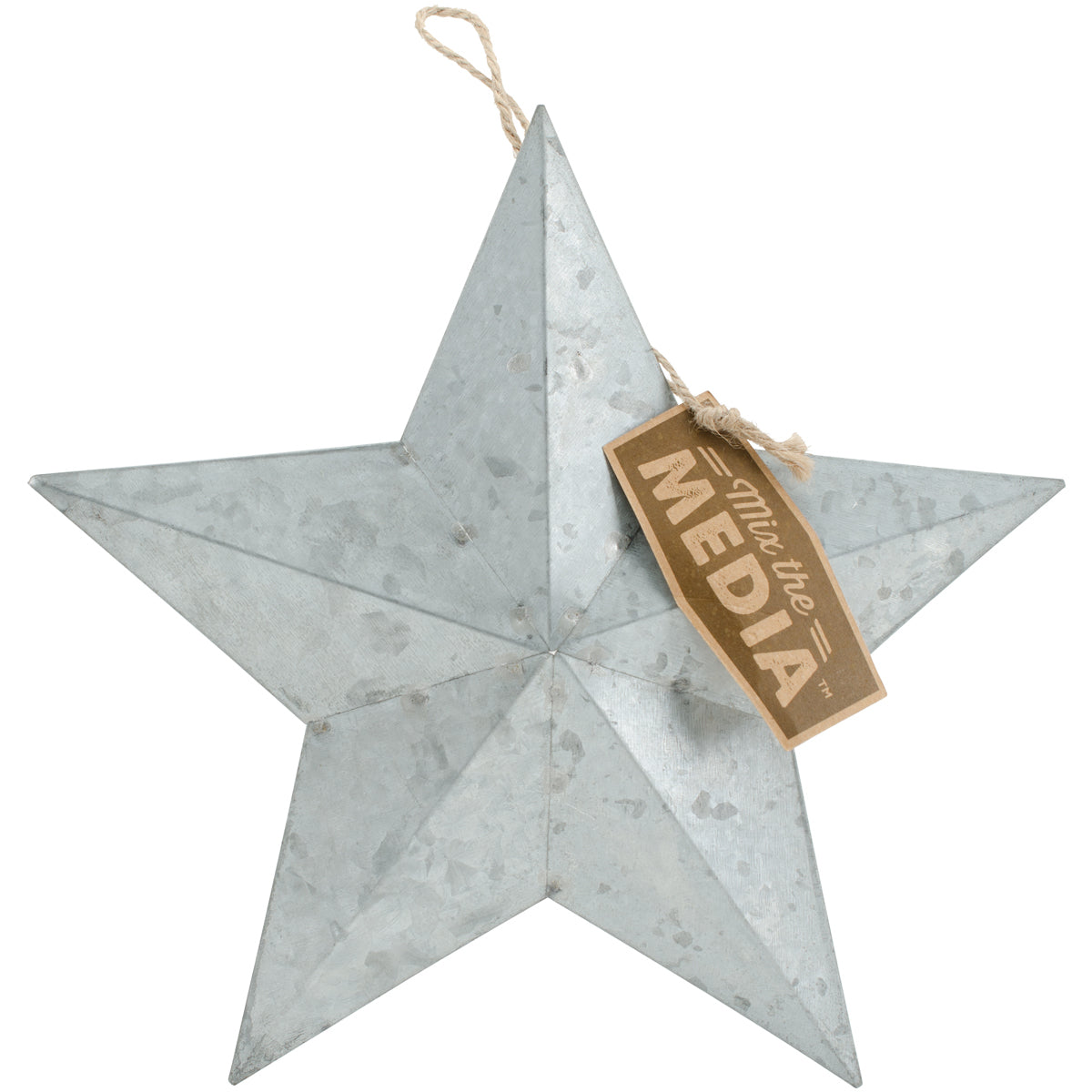 Hampton Art Jillibean Soup Mix The Media Galvanized Star - 9.25" W/Jute Hanger