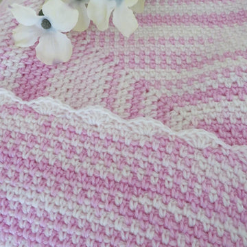 Soft Pink Moss Stitch Baby Blanket Crochet Pattern (King Cole Beaches DK)