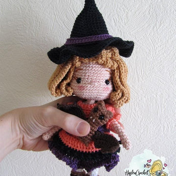 Doll crochet pattern tutorial "Little witch"