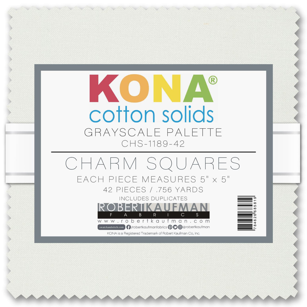 Robert Kaufman Kona Cotton Charm Pack - Grayscale