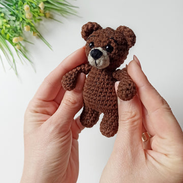 Crochet teddy bear, amigurumi bear keychain