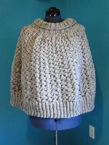Grey Marble Cable Poncho