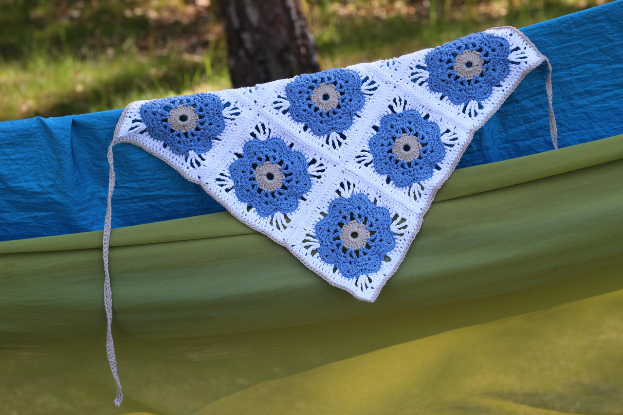 Blue Meadow Crochet Bandana PDF Pattern