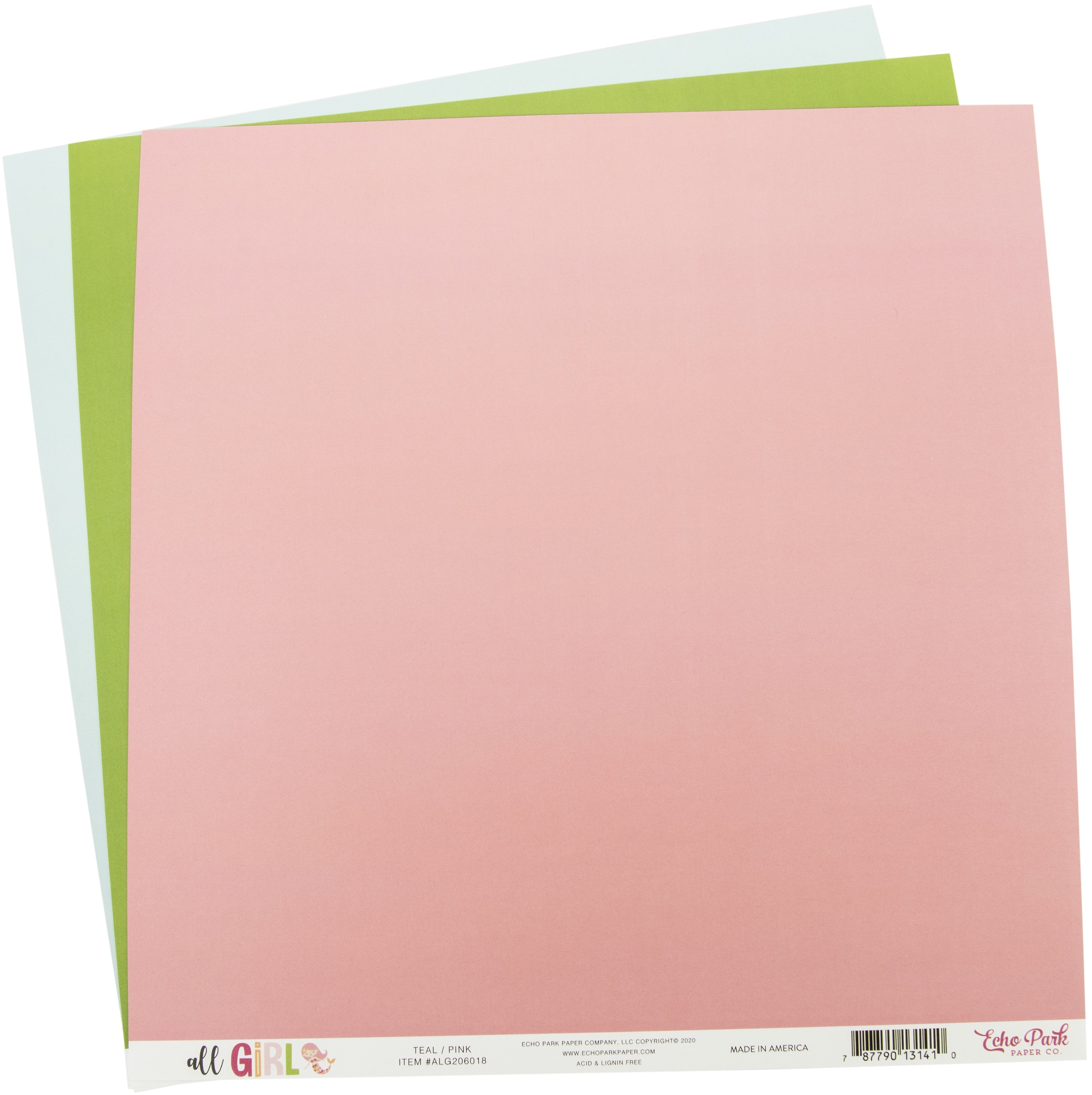 Echo Park Paper Echo Park Double-Sided Solid Cardstock 12"X12" 6/Pkg - All Girl, 6 Colors