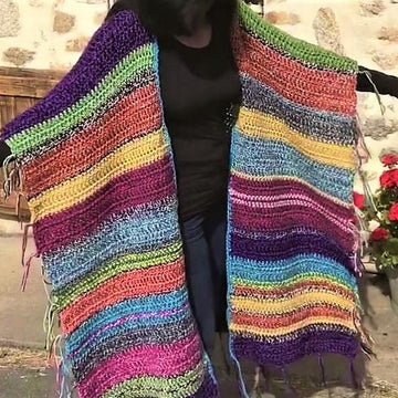 Rainbow Ruana Boho Poncho