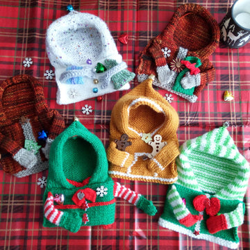 Festive Hoodie Mug Cozies Santa Elf Snowman Gingie