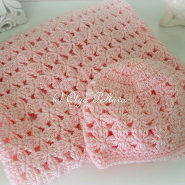 Cluster Flowers Blanket and Hat Baby Set