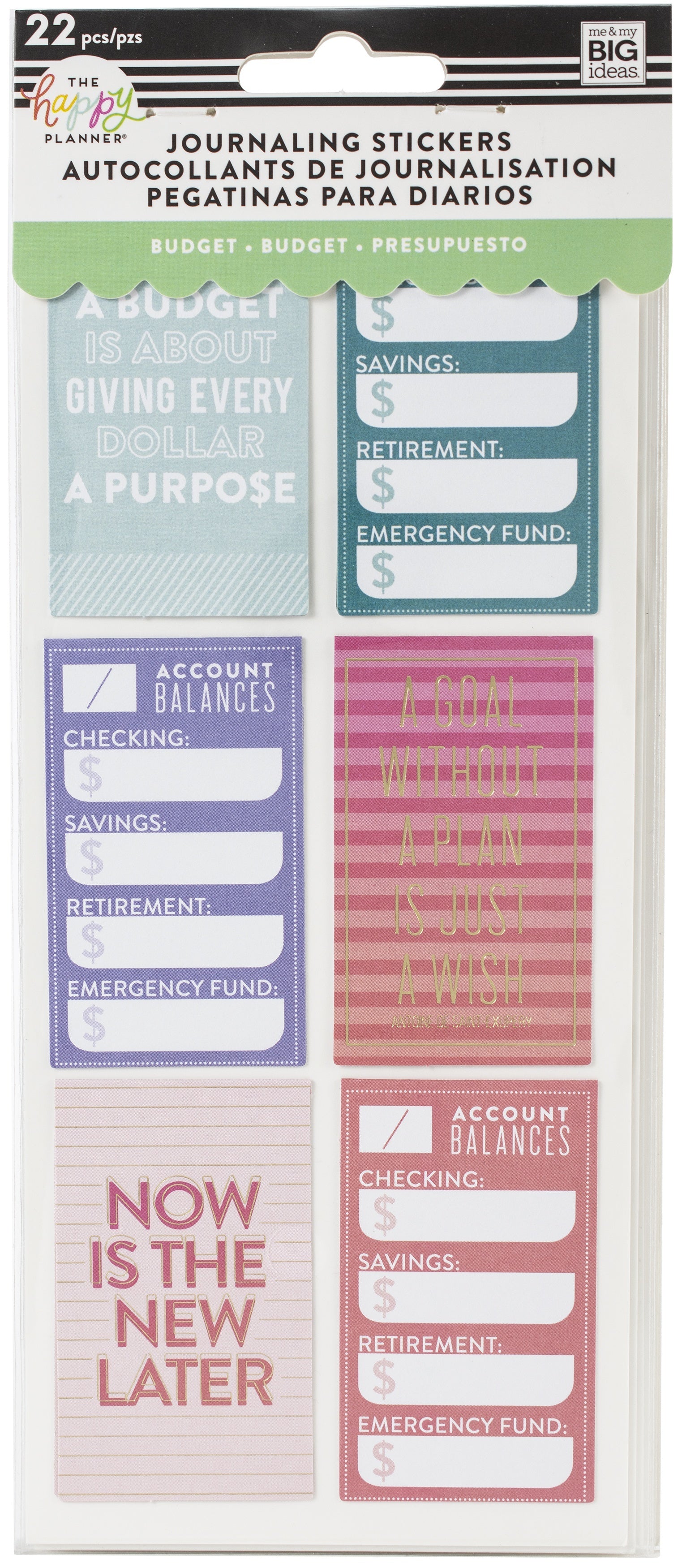 Happy Planner Medium Flip Stickers 5/Sheets - Budget, 22/Pkg