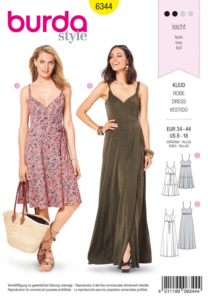 Burda Style Misses' Wrap Dress B6344 - Paper Pattern, Size 8-18