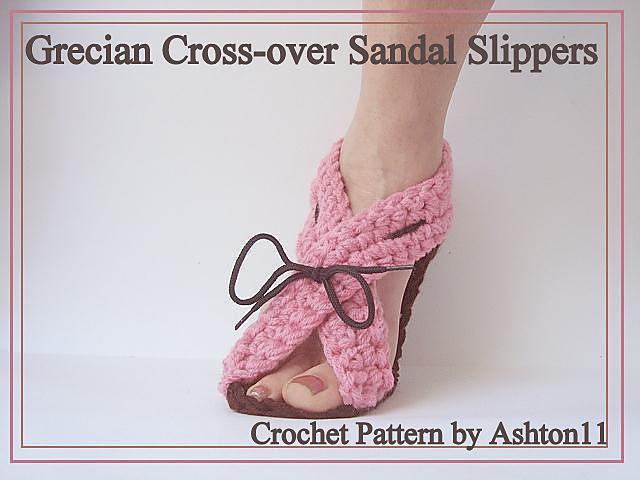 Grecian Cross-Over Sandal Slippers | Crochet Pattern by Ashton11