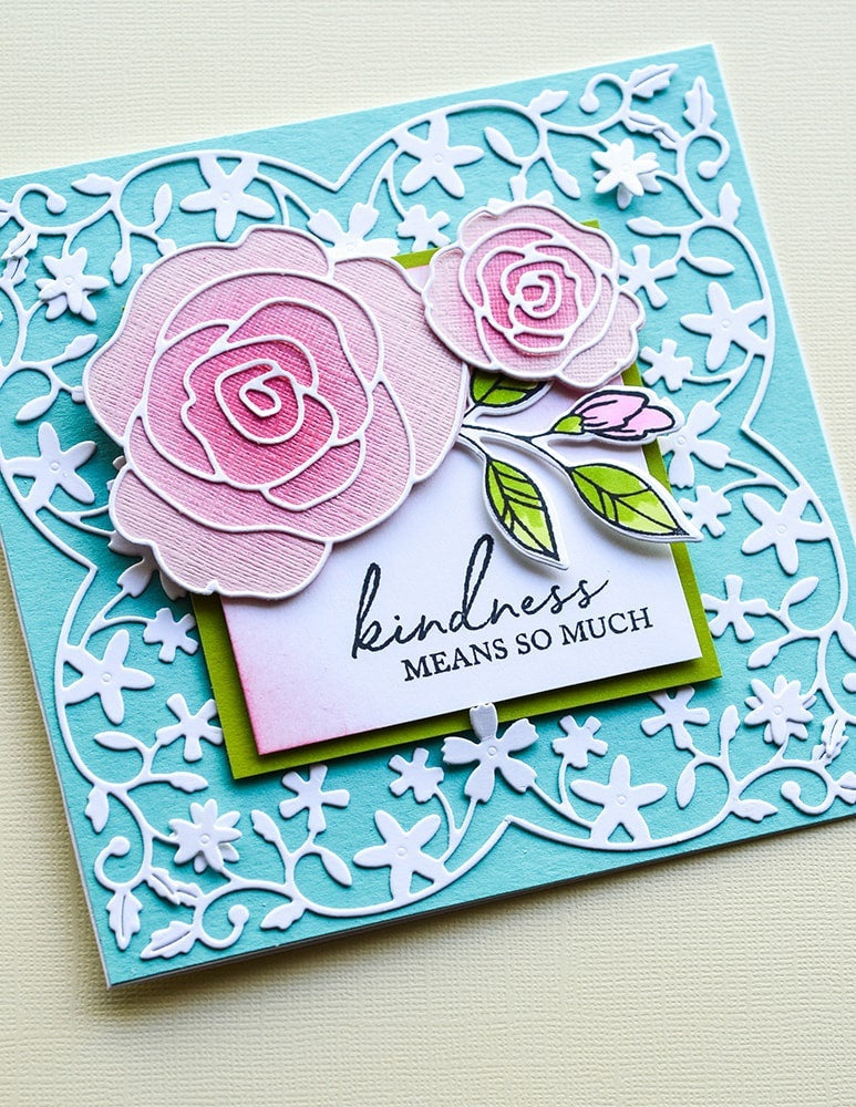 Memory Box Stamp & Die Set - Peony Garden Corner