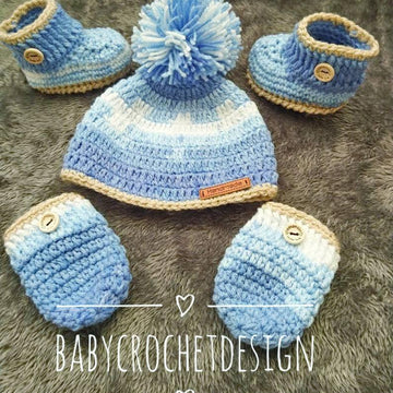Cozy Baby hat booties and mittens