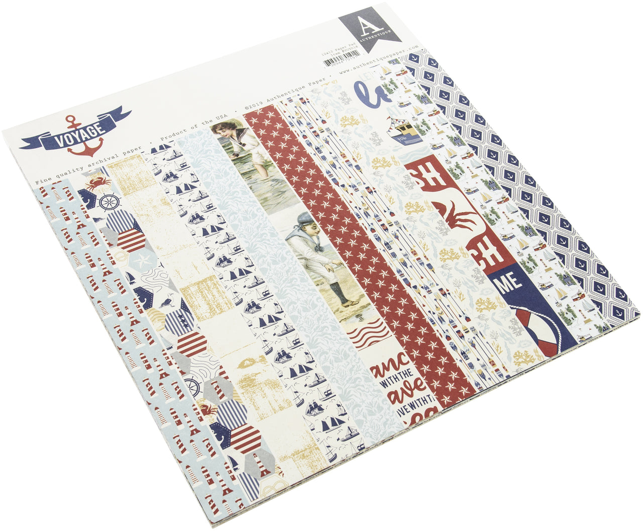 Authentique Paper Authentique Double-Sided Cardstock Pad 12"X12" 24/Pkg - Voyage