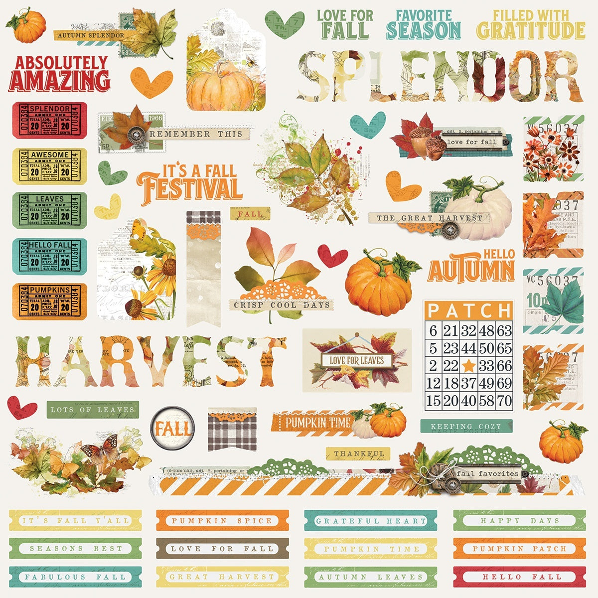 Simple Stories Autumn Splendor Cardstock Stickers 12"X12" - Combo