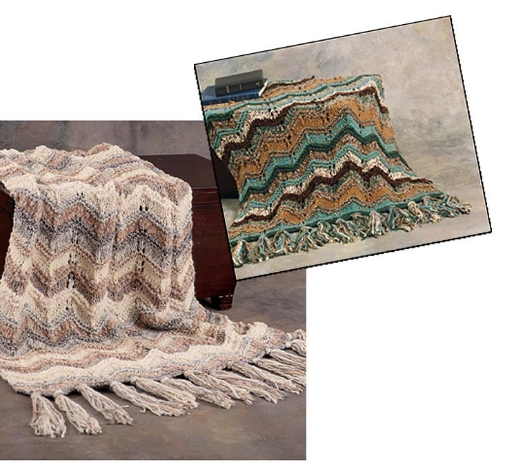 Opulent Neutral Throw in Lion Brand Wool-Ease and Jiffy - 10422A