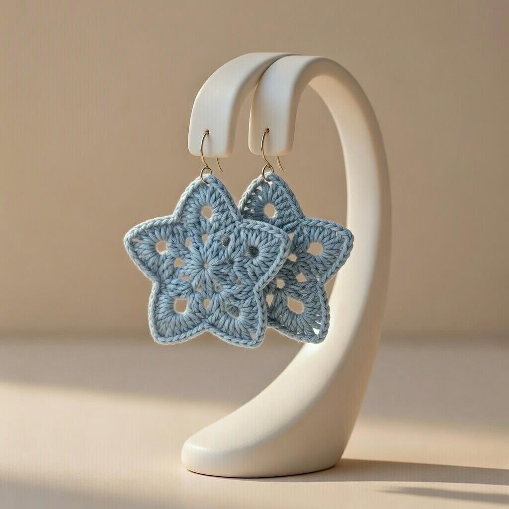 Crochet star earrings PDF + Video Tutorial
