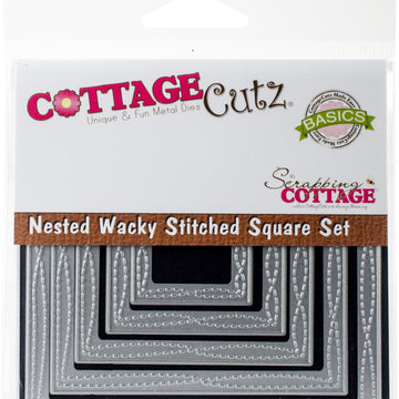 CottageCutz Nested Dies 5/Pkg - Wacky Stitched Square